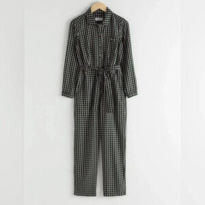 & OTHER STORIES Lyocell Belted Check Jumpsuit